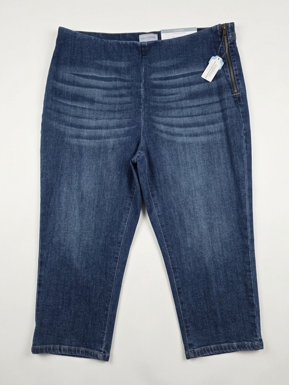 Liz Claiborne Simply Liz Dark  Cropped Pull-On Side Zip Jeans Size 14 NWT #150